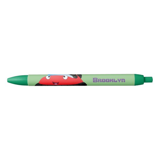 Cute red happy hovercraft cartoon zwarte inkt pen (Voorkant)