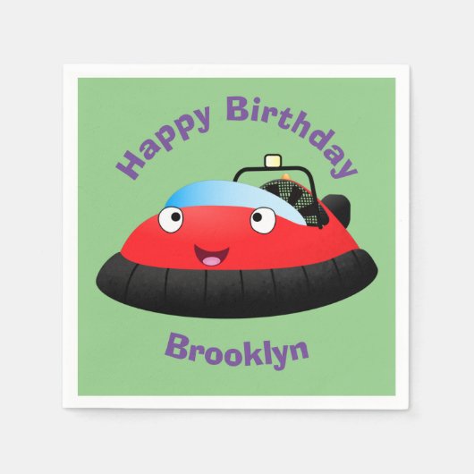 Cute red happy hovercraft cartoons servetten (Voorkant)