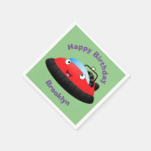 Cute red happy hovercraft cartoons servetten (Hoek)