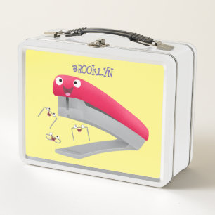 Cute red happy stapler cartoon