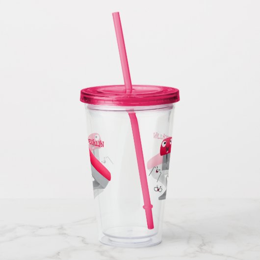 Cute red happy stapler cartoon acryl drinkbeker (Links)