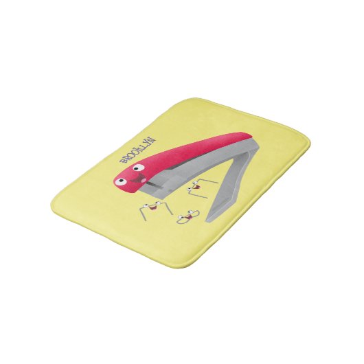 Cute red happy stapler cartoon badmat (Gekanteld)