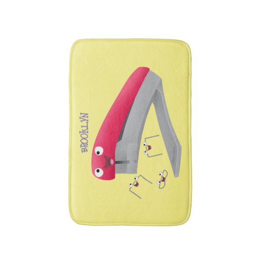 Cute red happy stapler cartoon badmat (Voorkant Verticaal)