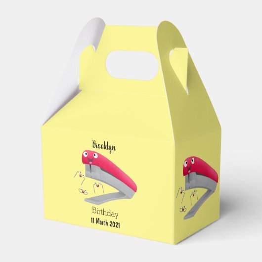 Cute red happy stapler cartoon bedankdoosjes (Achterkant)