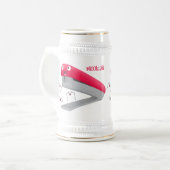 Cute red happy stapler cartoon bierpul (Voorkant links)