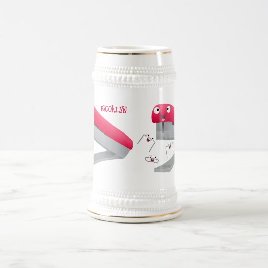 Cute red happy stapler cartoon bierpul (Center)