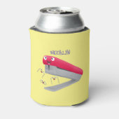 Cute red happy stapler cartoon blikjeskoeler (Blikje Achterkant)