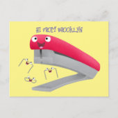 Cute red happy stapler cartoon briefkaart (Voorkant)