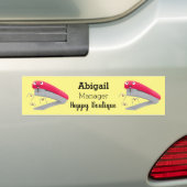 Cute red happy stapler cartoon bumpersticker (Op auto)
