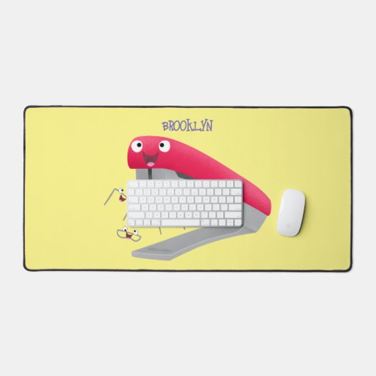 Cute red happy stapler cartoon bureaumat (Keyboard & Muis)