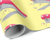 Cute red happy stapler cartoon cadeaupapier (Rol Hoek)