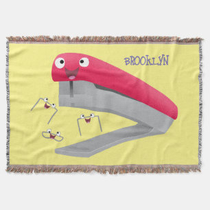 Cute red happy stapler cartoon deken
