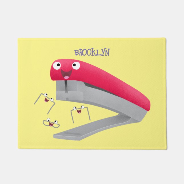Cute red happy stapler cartoon deurmat (Voorkant)