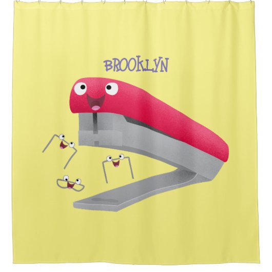 Cute red happy stapler cartoon douchegordijn (Voorkant)