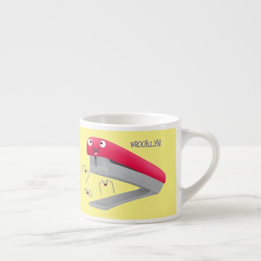 Cute red happy stapler cartoon espresso kop (Rechts)