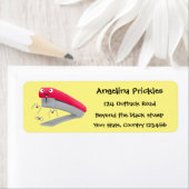 Cute red happy stapler cartoon etiket (Insitu)