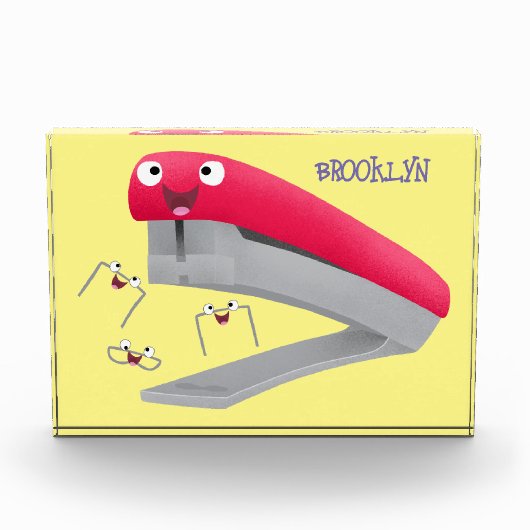 Cute red happy stapler cartoon fotoblokken (Voorkant)