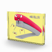 Cute red happy stapler cartoon fotoblokken (Rechts)