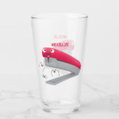 Cute red happy stapler cartoon glas (Achterkant)