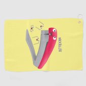 Cute red happy stapler cartoon golfhanddoek (Horizontaal)