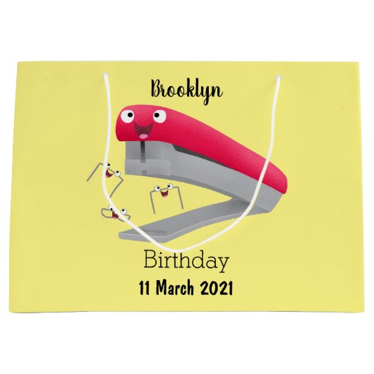 Cute red happy stapler cartoon groot cadeauzakje (Voorkant)