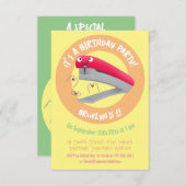 Cute red happy stapler cartoon kaart (Voorkant / Achterkant)