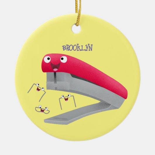 Cute red happy stapler cartoon keramisch ornament (Voorkant)