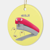 Cute red happy stapler cartoon keramisch ornament (Links)