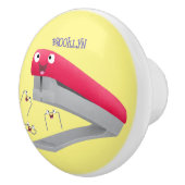 Cute red happy stapler cartoon keramische knop (Rechts)