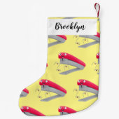 Cute red happy stapler cartoon kleine kerstsok (Achterkant)