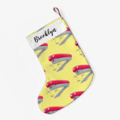 Cute red happy stapler cartoon kleine kerstsok (Achterkant (Hangend))