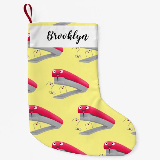 Cute red happy stapler cartoon kleine kerstsok (Voorkant)