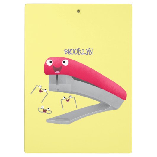 Cute red happy stapler cartoon klembord (Achterkant)