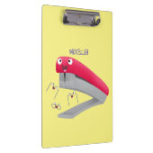 Cute red happy stapler cartoon klembord (Rechts)
