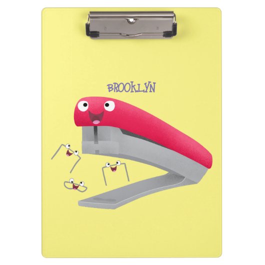 Cute red happy stapler cartoon klembord (Voorkant)