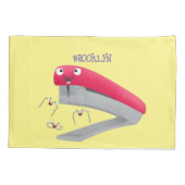 Cute red happy stapler cartoon kussensloop (Achterkant)