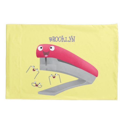 Cute red happy stapler cartoon kussensloop (Achterkant)
