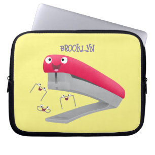 Cute red happy stapler cartoon laptop sleeve