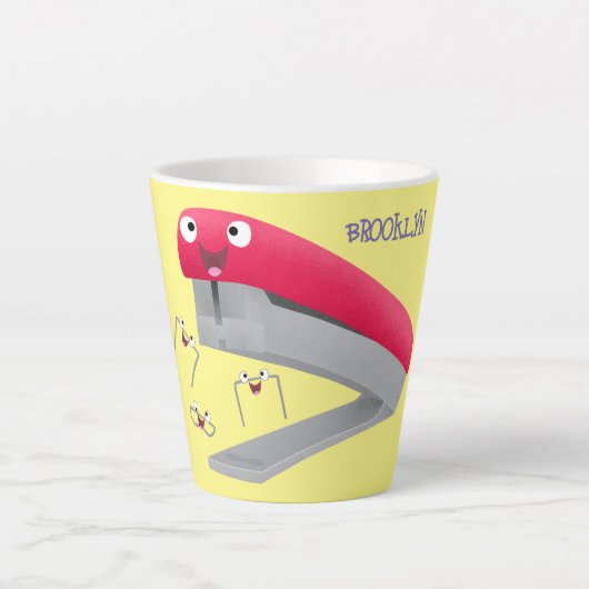 Cute red happy stapler cartoon latte mok (Voorkant)