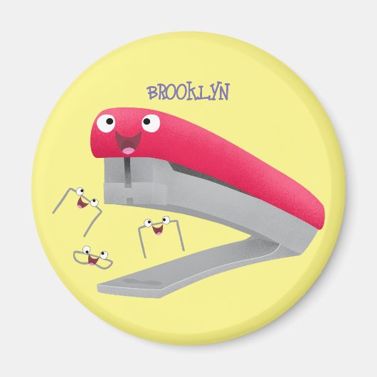 Cute red happy stapler cartoon magneet (Voorkant)