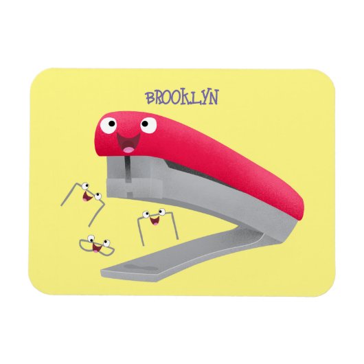 Cute red happy stapler cartoon magneet (Horizontaal)