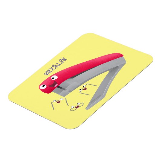 Cute red happy stapler cartoon magneet (Linkerzijde)