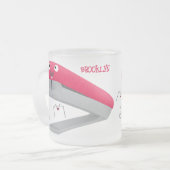 Cute red happy stapler cartoon matglas koffiemok (Voorkant links)