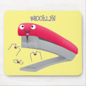 Cute red happy stapler cartoon muismat (Voorkant)