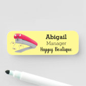 Cute red happy stapler cartoon naamplaatje (In situ)