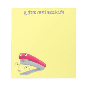 Cute red happy stapler cartoon notitieblok