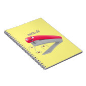 Cute red happy stapler cartoon notitieboek (Rechterzijde)
