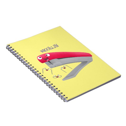 Cute red happy stapler cartoon notitieboek (Rechterzijde)