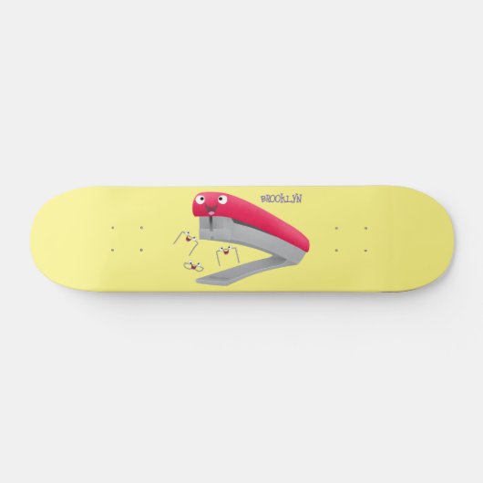 Cute red happy stapler cartoon persoonlijk skateboard (Horizontaal)