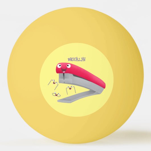 Cute red happy stapler cartoon pingpongbal (Achterkant)